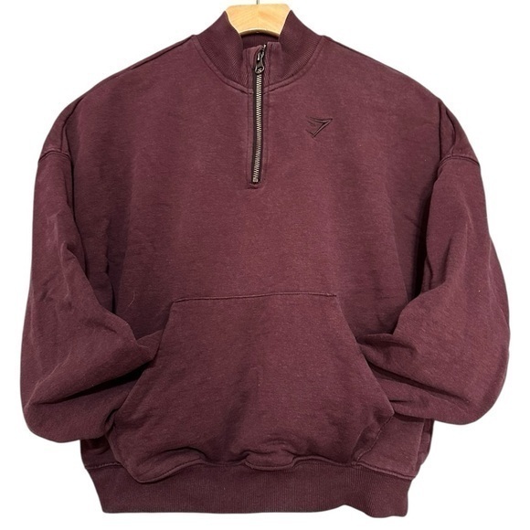 Gymshark Women’s Size XS Deep Plum Purple Rest Day 1/2 Zip Oversized Sweatshirt - Picture 1 of 7